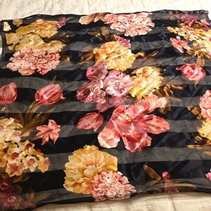 Silk Adrienne Vittadini  Pink and Gold Scarf Luxurious Wrap